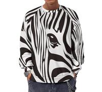 Qjjinxior Long-Sleeve Crewneck Sweatshirt, Zebra StripesLightweight Casual Jumpers for Men