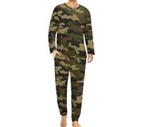 Qjjinxior Men's Crew Neck Pyjamas Set, Army Camouflage Pyjamas for Men, Men's Pajamas with Pockets