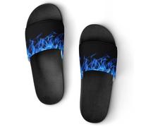 Qjjinxior Non-Slip Slippers, Blue Burning Flame Sliders for Men And Women, Shower Slides