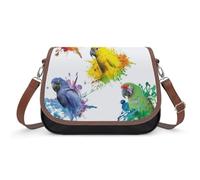 Qjjinxior Shoulder Bag, 3D Watercolor Parrot Crossbody Bag, Leather Handbag for Ladies Travel Work Daily Use