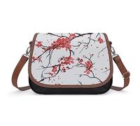 Qjjinxior Shoulder Bag, Cherry Blossom Crossbody Bag, Leather Handbag for Ladies Travel Work Daily Use