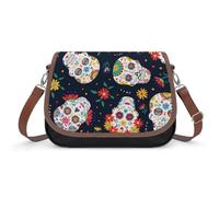 Qjjinxior Shoulder Bag, Mexican Sugar Skull Crossbody Bag, Leather Handbag for Ladies Travel Work Daily Use