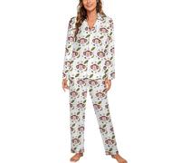 Qjjinxior Sleepwear,Monkey Pattern Banana Pyjama Sets,Women Long Sleeve Loungewear with Pockets