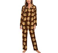 Qjjinxior Sleepwear,Monkey Pattern Pyjama Sets,Women Long Sleeve Loungewear with Pockets