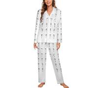 Qjjinxior Sleepwear,Sign Language Alphabet Pyjama Sets,Women Long Sleeve Loungewear with Pockets