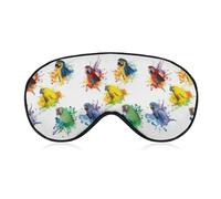 Qjjinxior Smooth Fabric Eye Mask, 3D Watercolor Parrot Sleep Mask, Sleeping Eye Mask with Adjustable Headband for Men, Women