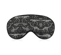 Qjjinxior Smooth Fabric Eye Mask, Black and White Dinosaur Sleep Mask, Sleeping Eye Mask with Adjustable Headband for Men, Women