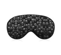 Qjjinxior Smooth Fabric Eye Mask, Black Skull Head Sleep Mask, Sleeping Eye Mask with Adjustable Headband for Men, Women