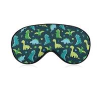 Qjjinxior Smooth Fabric Eye Mask, Blue Background with Dinos Sleep Mask, Sleeping Eye Mask with Adjustable Headband for Men, Women