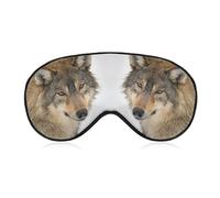 Qjjinxior Smooth Fabric Eye Mask, Brown Wolf Head Sleep Mask, Sleeping Eye Mask with Adjustable Headband for Men, Women