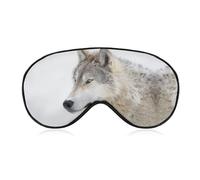 Qjjinxior Smooth Fabric Eye Mask, Brown Wolf Sleep Mask, Sleeping Eye Mask with Adjustable Headband for Men, Women