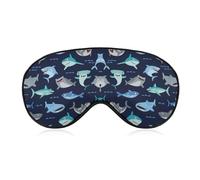 Qjjinxior Smooth Fabric Eye Mask, Cartoon Shark Sleep Mask, Sleeping Eye Mask with Adjustable Headband for Men, Women