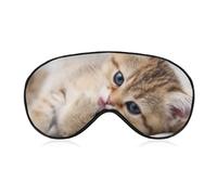 Qjjinxior Smooth Fabric Eye Mask, Cat Pattern Sleep Mask, Sleeping Eye Mask with Adjustable Headband for Men, Women