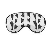 Qjjinxior Smooth Fabric Eye Mask, Cute Black Cat Group Sleep Mask, Sleeping Eye Mask with Adjustable Headband for Men, Women