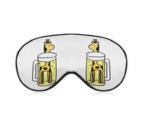 Qjjinxior Smooth Fabric Eye Mask, Cute Giraffe and Beer Sleep Mask, Sleeping Eye Mask with Adjustable Headband for Men, Women
