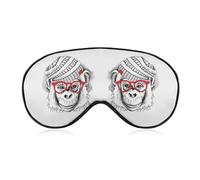 Qjjinxior Smooth Fabric Eye Mask, Cute Monkey with Glasses Sleep Mask, Sleeping Eye Mask with Adjustable Headband for Men, Women