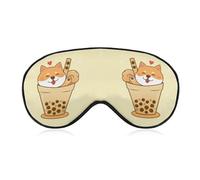 Qjjinxior Smooth Fabric Eye Mask, Cute Shiba Inu Sleep Mask, Sleeping Eye Mask with Adjustable Headband for Men, Women