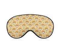 Qjjinxior Smooth Fabric Eye Mask, Cute Shiba Inu Sleep Mask, Sleeping Eye Mask with Adjustable Headband for Men, Women