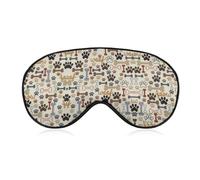 Qjjinxior Smooth Fabric Eye Mask, Dog Bones Paw Prints Sleep Mask, Sleeping Eye Mask with Adjustable Headband for Men, Women