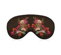 Qjjinxior Smooth Fabric Eye Mask, Floral Sugar Skull Day of The Dead Sleep Mask, Sleeping Eye Mask with Adjustable Headband for Men, Women