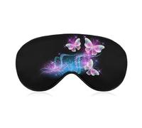 Qjjinxior Smooth Fabric Eye Mask, Glowing Night Pink Butterflies Sleep Mask, Sleeping Eye Mask with Adjustable Headband for Men, Women