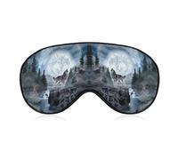 Qjjinxior Smooth Fabric Eye Mask, Moon Wolf Sleep Mask, Sleeping Eye Mask with Adjustable Headband for Men, Women