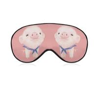 Qjjinxior Smooth Fabric Eye Mask, Pink Pig Sleep Mask, Sleeping Eye Mask with Adjustable Headband for Men, Women