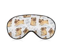Qjjinxior Smooth Fabric Eye Mask, Pug Dog Sleep Mask, Sleeping Eye Mask with Adjustable Headband for Men, Women