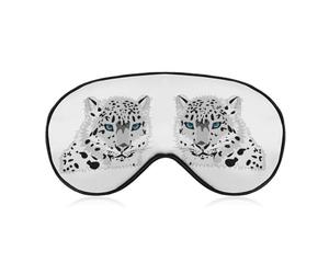Qjjinxior Smooth Fabric Eye Mask, Snow Leopard Sleep Mask, Sleeping Eye Mask with Adjustable Headband for Men, Women