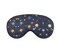 Qjjinxior Smooth Fabric Eye Mask, Space Rocket Planet Solar System Sleep Mask, Sleeping Eye Mask with Adjustable Headband for Men, Women