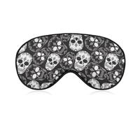 Qjjinxior Smooth Fabric Eye Mask, Sugar Skull Sleep Mask, Sleeping Eye Mask with Adjustable Headband for Men, Women