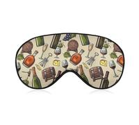 Qjjinxior Smooth Fabric Eye Mask, Vintage Stylish Bottles Wine and Grape Sleep Mask, Sleeping Eye Mask with Adjustable Headband for Men, Women