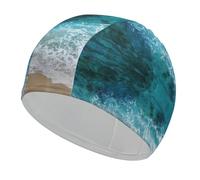 Qjjinxior Swimming Hat, Beautiful Ocean Waves Swimming Cap, Bathing Caps for Long Short Hair