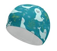 Qjjinxior Swimming Hat, Cute Seal Swimming Cap, Bathing Caps for Long Short Hair
