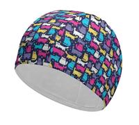 Qjjinxior Swimming Hat, Funky Cats Swimming Cap, Bathing Caps for Long Short Hair