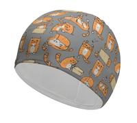 Qjjinxior Swimming Hat, Orange Cats Swimming Cap, Bathing Caps for Long Short Hair