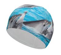 Qjjinxior Swimming Hat, Playful Dolphins Swimming Cap, Bathing Caps for Long Short Hair