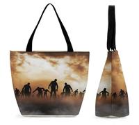 Qjjinxior Tote Bag with Zip, Zombies Dead Men Walking Body at Night Beach Bag, Large Shoulder Bag for Daily, Travel