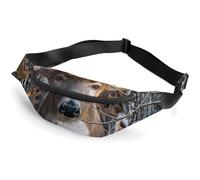 Qjjinxior Waist Bag, Camo Buck Deer Bumbag, Adjustable Fanny Pack for Running Walking Hiking