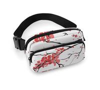 Qjjinxior Waist Bag, Cherry Blossom Bumbag, Adjustable Fanny Pack for Running Walking Hiking