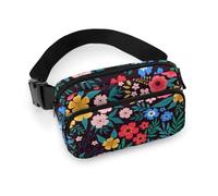 Qjjinxior Waist Bag, Colorful Floral Pattern Bumbag, Adjustable Fanny Pack for Running Walking Hiking