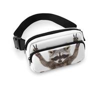 Qjjinxior Waist Bag, Cute Raccoon Bumbag, Adjustable Fanny Pack for Running Walking Hiking