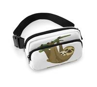 Qjjinxior Waist Bag, Cute Rainforest Sloth Bumbag, Adjustable Fanny Pack for Running Walking Hiking
