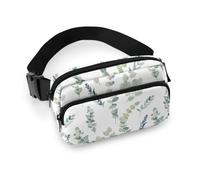 Qjjinxior Waist Bag, Eucalyptus Leaves Bumbag, Adjustable Fanny Pack for Running Walking Hiking