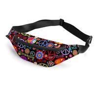 Qjjinxior Waist Bag, Peace and Love Bumbag, Adjustable Fanny Pack for Running Walking Hiking