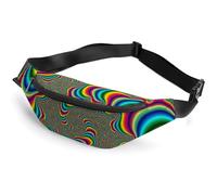 Qjjinxior Waist Bag, Psychedelic Trippy Rainbow Bumbag, Adjustable Fanny Pack for Running Walking Hiking