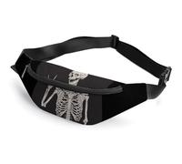 Qjjinxior Waist Bag, Rock and Roll Skeleton Skull Bumbag, Adjustable Fanny Pack for Running Walking Hiking