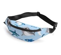 Qjjinxior Waist Bag, Shark Blue Cute Cartoon Bumbag, Adjustable Fanny Pack for Running Walking Hiking