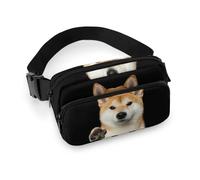 Qjjinxior Waist Bag, Shiba Lnu Knock Bumbag, Adjustable Fanny Pack for Running Walking Hiking