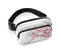 Qjjinxior Waist Bag, Tempting Cherry Blossoms Bumbag, Adjustable Fanny Pack for Running Walking Hiking